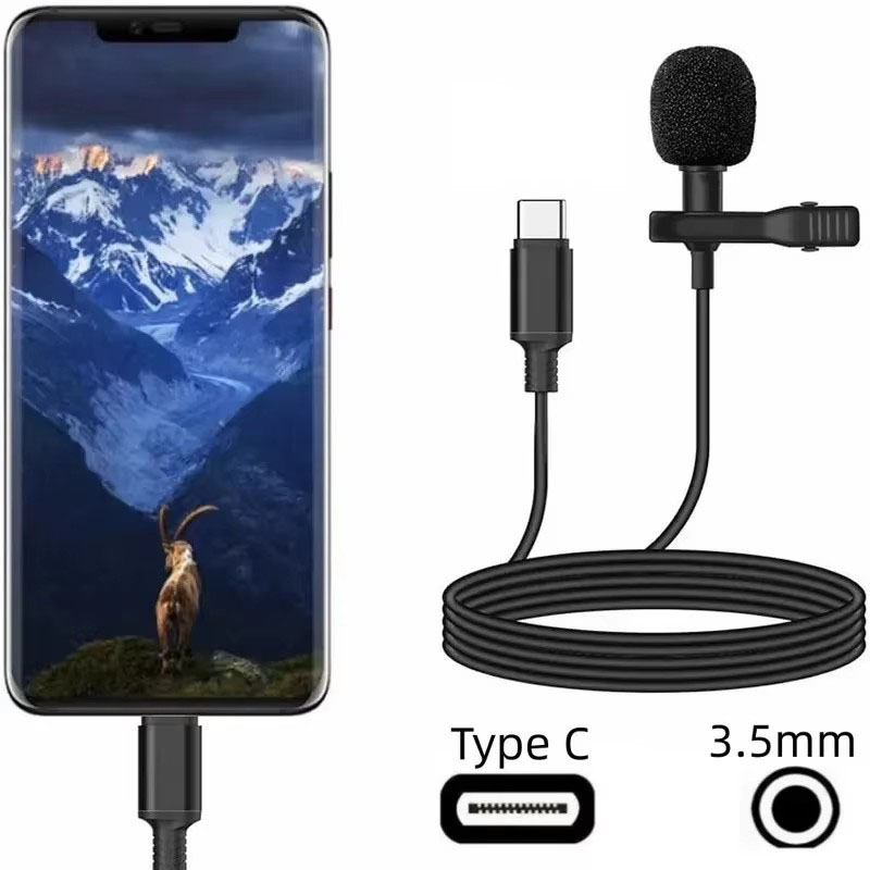 1-5pcs Mikrofon Lavalier Mini  - Usb C Cable ulasan dan harga