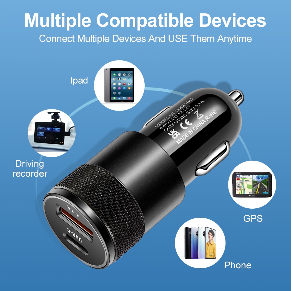 Pengisi Daya Mobil USB 66W Tip - Usb C Cable ulasan dan harga